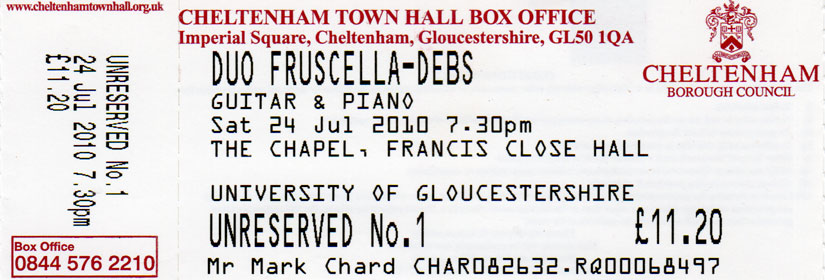 FRUSCELLA DEBS DUO Ticket